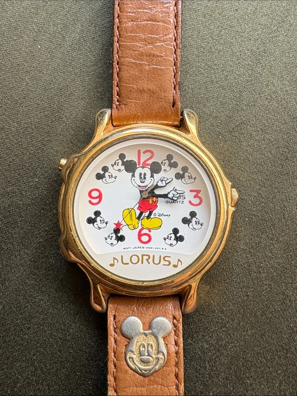 Lorus Disney Mickey Mouse Gold-Tone Quartz Watch in Brown